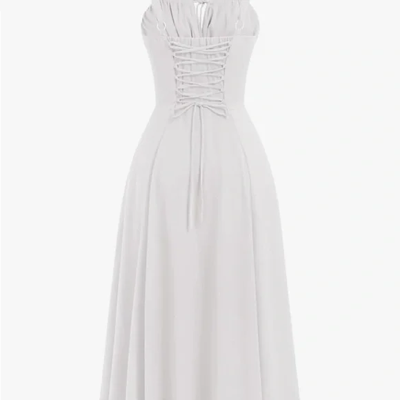 White Maxi Dress with Cinched Bodice - Picture 3 of 5